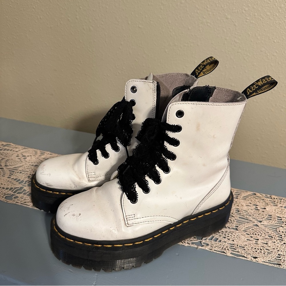 White Jadon platform doc martens